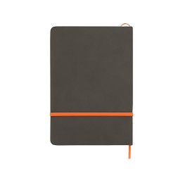 Блокнот «Color» линованный А5 в твердой обложке с резинкой, серый/оранжевый