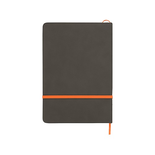 Блокнот «Color» линованный А5 в твердой обложке с резинкой, серый/оранжевый