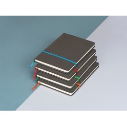 Блокнот «Color» линованный А5 в твердой обложке с резинкой, серый/оранжевый