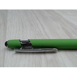 Ручка металлическая soft-touch шариковая со стилусом «Sway», зеленое яблоко/серебристый (P)