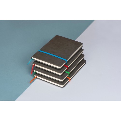 Блокнот «Color» линованный А5 в твердой обложке с резинкой, серый/оранжевый (P)