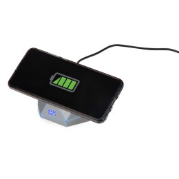 Док-станция «Geo Dock» с быстрой беспроводной зарядкой, серебристый с синей подсветкой. XOOPAR