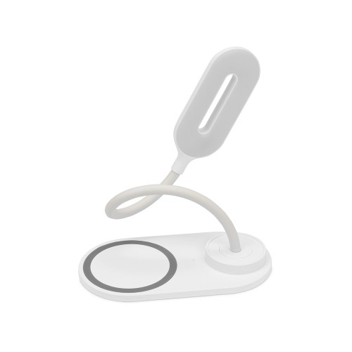 Настольный светильник с беспроводной зарядкой "Flamp", белый