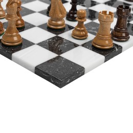 Шахматный комплект TABIA (акриловый камень/ дерево Бук), Дизайнерская (черно-белая с разводами) (без лого бренда)