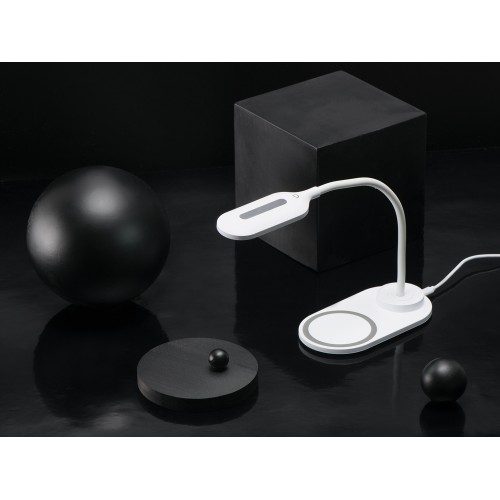 Настольный светильник с беспроводной зарядкой "Flamp", белый