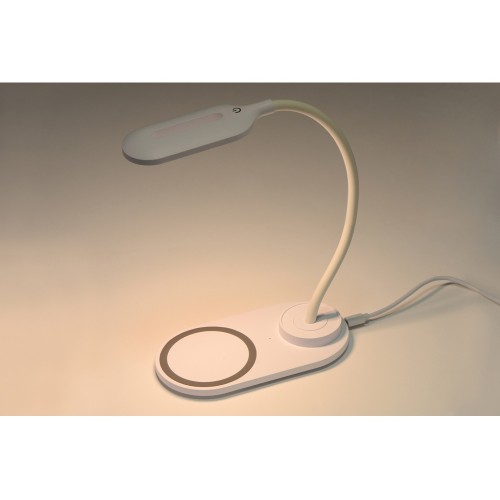 Настольный светильник с беспроводной зарядкой "Flamp", белый