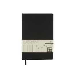 Скетчбук "Sketch & Art" в мягком переплете 140х210 мм, 100 л. бежевой бумаги 100 гр., черный