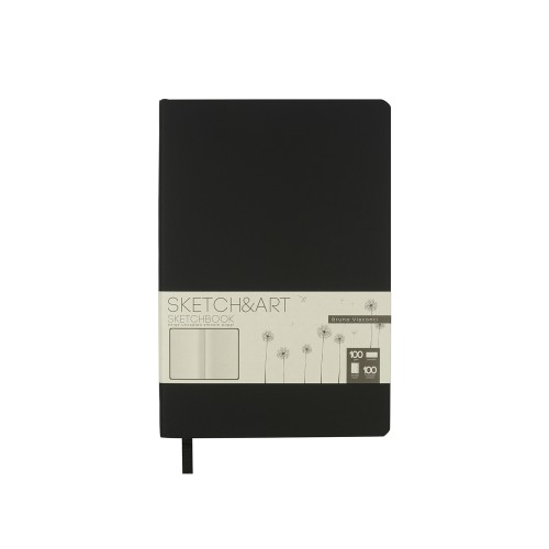 Скетчбук "Sketch & Art" в мягком переплете 140х210 мм, 100 л. бежевой бумаги 100 гр., черный