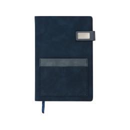 Бизнес блокнот А5 "Freya" с клапаном и карманом для визиток, твердая обложка, 128 листов, синий и темно