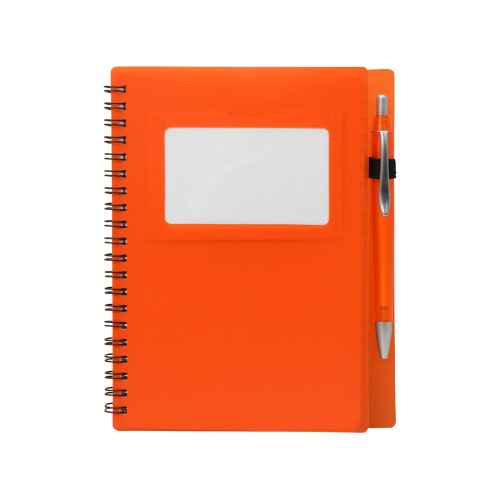 Блокнот "Контакт" с ручкой, оранжевый