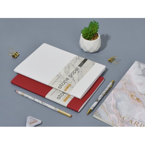 Тетрадь с каменной бумагой А5 "Carrara" 40 л., линейка, бордовый