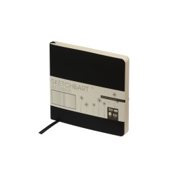 Скетчбук "Sketch & Art" в мягком переплете 145х145 мм, 100 л. бежевой бумаги 100 гр., черный