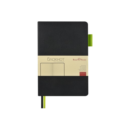 Блокнот А5 "Boston", черный с салатовым срезом