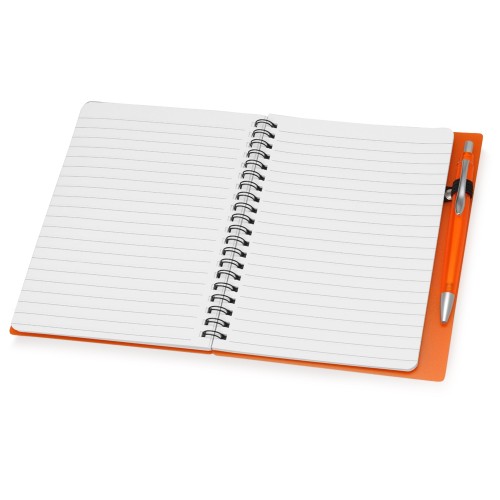Блокнот "Контакт" с ручкой, оранжевый