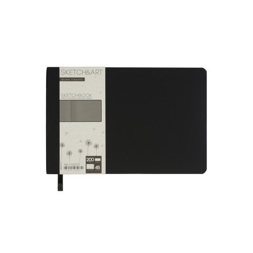 Скетчбук "Sketch & Art" в мягком переплете 210х140 мм, 48 л. черной бумаги 200 гр., черный