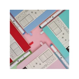 Скетчбук "Sketch & Art" в мягком переплете 145х145 мм, 100 л. бежевой бумаги 100 гр., голубой