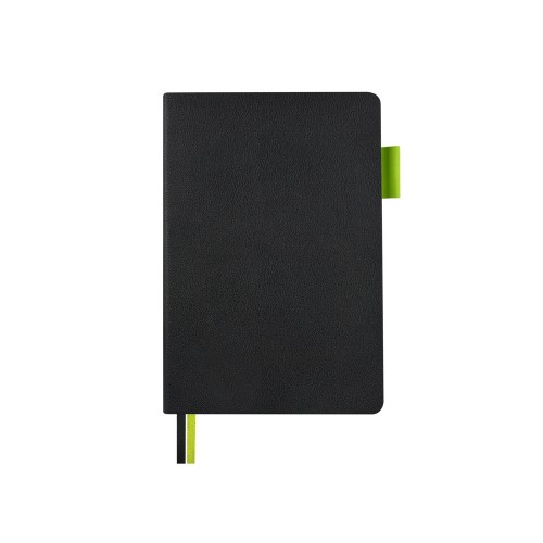 Блокнот А5 "Boston", черный с салатовым срезом