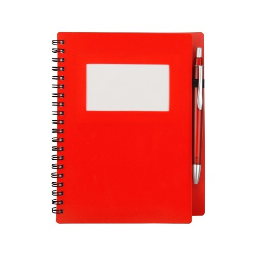 Блокнот "Контакт" с ручкой, красный