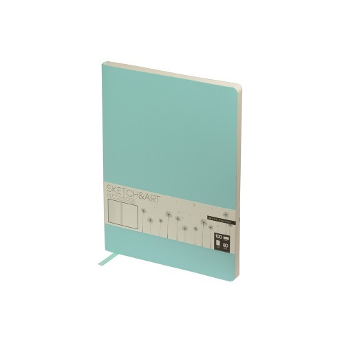 Скетчбук "Sketch & Art" в мягком переплете 179х250 мм, 80 л. бежевой бумаги 100 гр., мятный