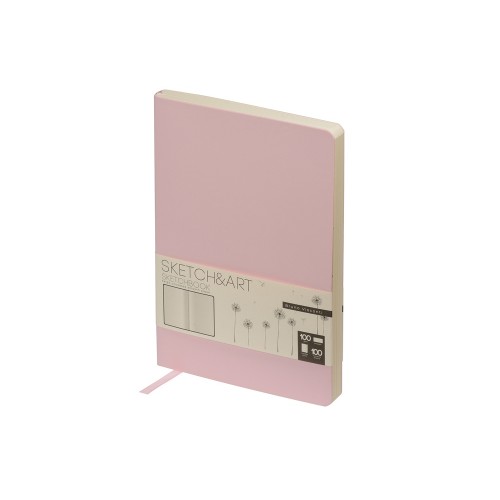 Скетчбук "Sketch & Art" в мягком переплете 140х210 мм, 100 л. бежевой бумаги 100 гр., розовый