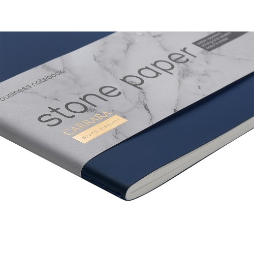 Тетрадь с каменной бумагой А5 "Carrara" 40 л., линейка, темно-синий