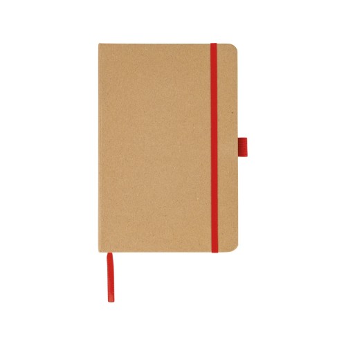 Блокнот A5 "Sevilia Color", твердая обложка из крафта, 80 листов, цветной срез и форзац, натуральный/красный