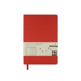 Скетчбук "Sketch & Art" в мягком переплете 140х210 мм, 100 л. бежевой бумаги 100 гр., красный