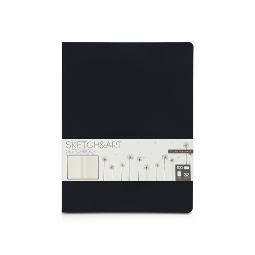 Скетчбук "Sketch & Art" в мягком переплете 178х230 мм, 32 л. бежевой бумаги 100 г/м2, черный