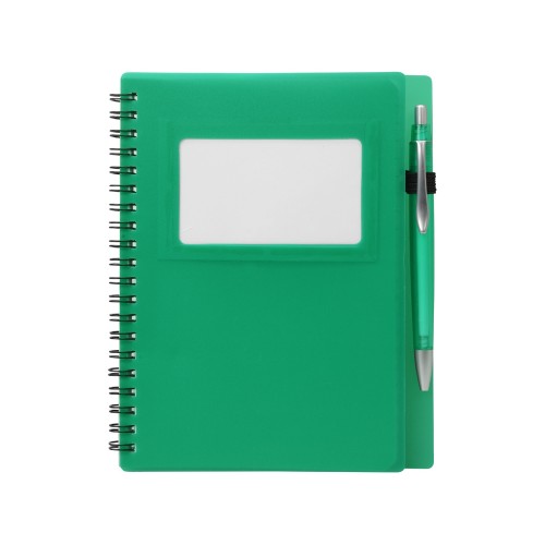 Блокнот "Контакт" с ручкой, зеленый