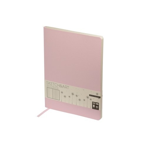 Скетчбук "Sketch & Art" в мягком переплете 179х250 мм, 80 л. бежевой бумаги 100 гр.,  розовый