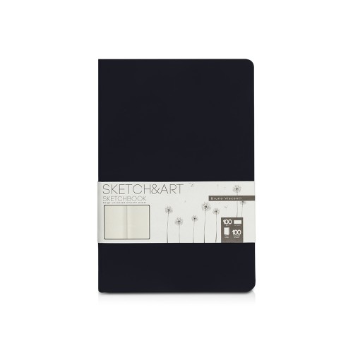 Скетчбук "Sketch & Art" в твердом переплете 143х216 мм, 100 л. черной бумаги 100 г/м2, черный