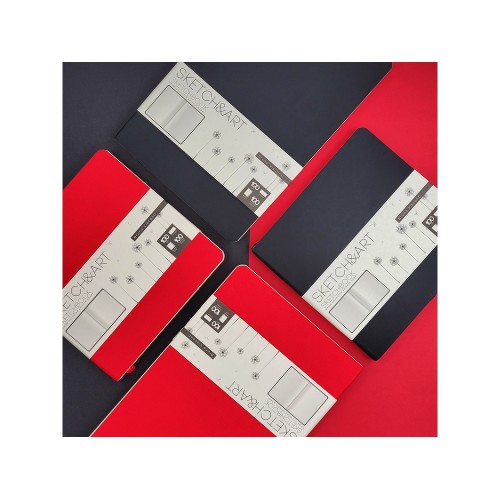 Скетчбук "Sketch & Art" в мягком переплете 145х145 мм, 100 л. бежевой бумаги 100 гр., черный