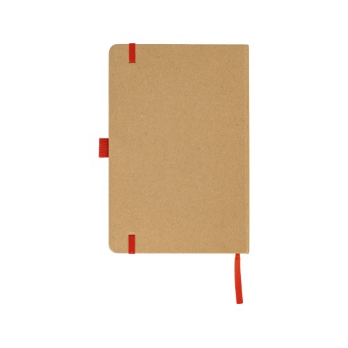 Блокнот A5 "Sevilia Color", твердая обложка из крафта, 80 листов, цветной срез и форзац, натуральный/красный