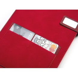 Бизнес блокнот А5 "Freya" с клапаном и карманом для визиток, твердая обложка, 128 листов, красный и (Р)