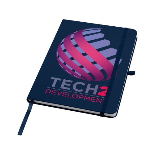 Teak блокнот А5 из переработан. материала в твердой обложке с линован. страницами - Темно - синий