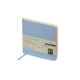 Скетчбук "Sketch & Art" в мягком переплете 145х145 мм, 100 л. бежевой бумаги 100 гр., голубой