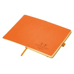 Блокнот A5 "Sevilia Color", твердая обложка из крафта, 80 листов, цветной срез и форзац, натуральный/оранжевый