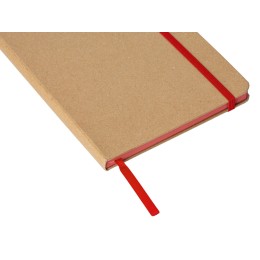 Блокнот A5 "Sevilia Color", твердая обложка из крафта, 80 листов, цветной срез и форзац, натуральный/красный