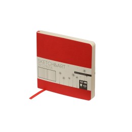 Скетчбук "Sketch & Art" в мягком переплете 145х145 мм, 100 л. бежевой бумаги 100 гр., красный