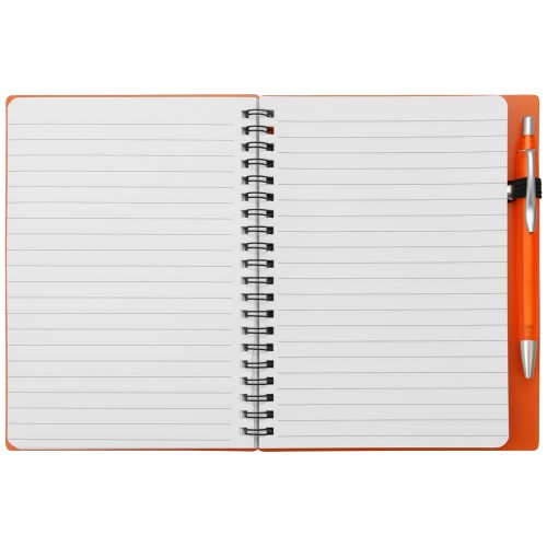 Блокнот "Контакт" с ручкой, оранжевый
