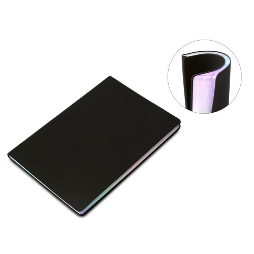 Блокнот А5 в гибкой обложке "Fellini" с голографическим срезом, черный