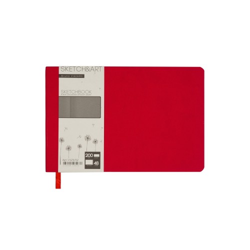 Скетчбук "Sketch & Art" в мягком переплете 210х140 мм, 48 л. черной бумаги 200 гр., красный