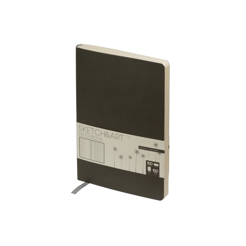 Скетчбук "Sketch & Art" в мягком переплете 140х210 мм, 100 л. бежевой бумаги 100 гр., серый