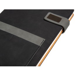 Бизнес блокнот А5 "Freya" с клапаном и карманом для визиток, твердая обложка, 128 листов, черный и свет