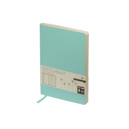 Скетчбук "Sketch & Art" в мягком переплете 140х210 мм, 100 л. бежевой бумаги 100 гр., мятный