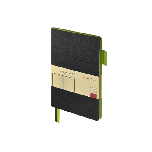 Блокнот А5 "Boston", черный с салатовым срезом