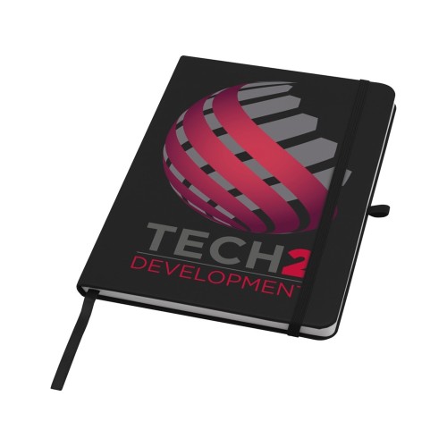 Teak блокнот А5 из переработан. материала в твердой обложке с линован. страницами - сплошной черный