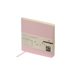 Скетчбук "Sketch & Art" в мягком переплете 145х145 мм, 100 л. бежевой бумаги 100 гр., розовый