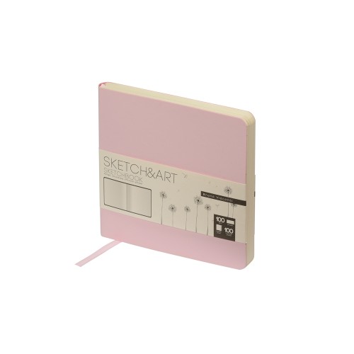 Скетчбук "Sketch & Art" в мягком переплете 145х145 мм, 100 л. бежевой бумаги 100 гр., розовый