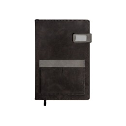 Бизнес блокнот А5 "Freya" с клапаном и карманом для визиток, твердая обложка, 128 листов, черный и свет